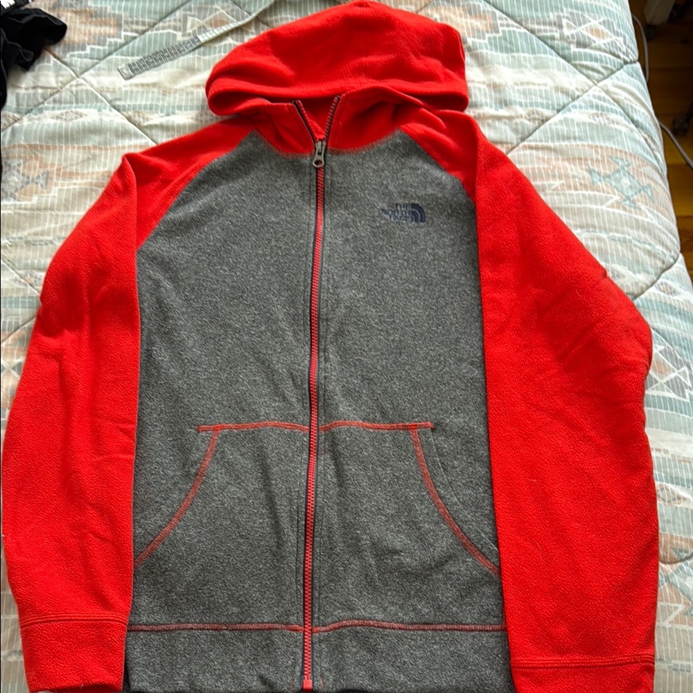 The North Face boy's Red and Gray Sweater